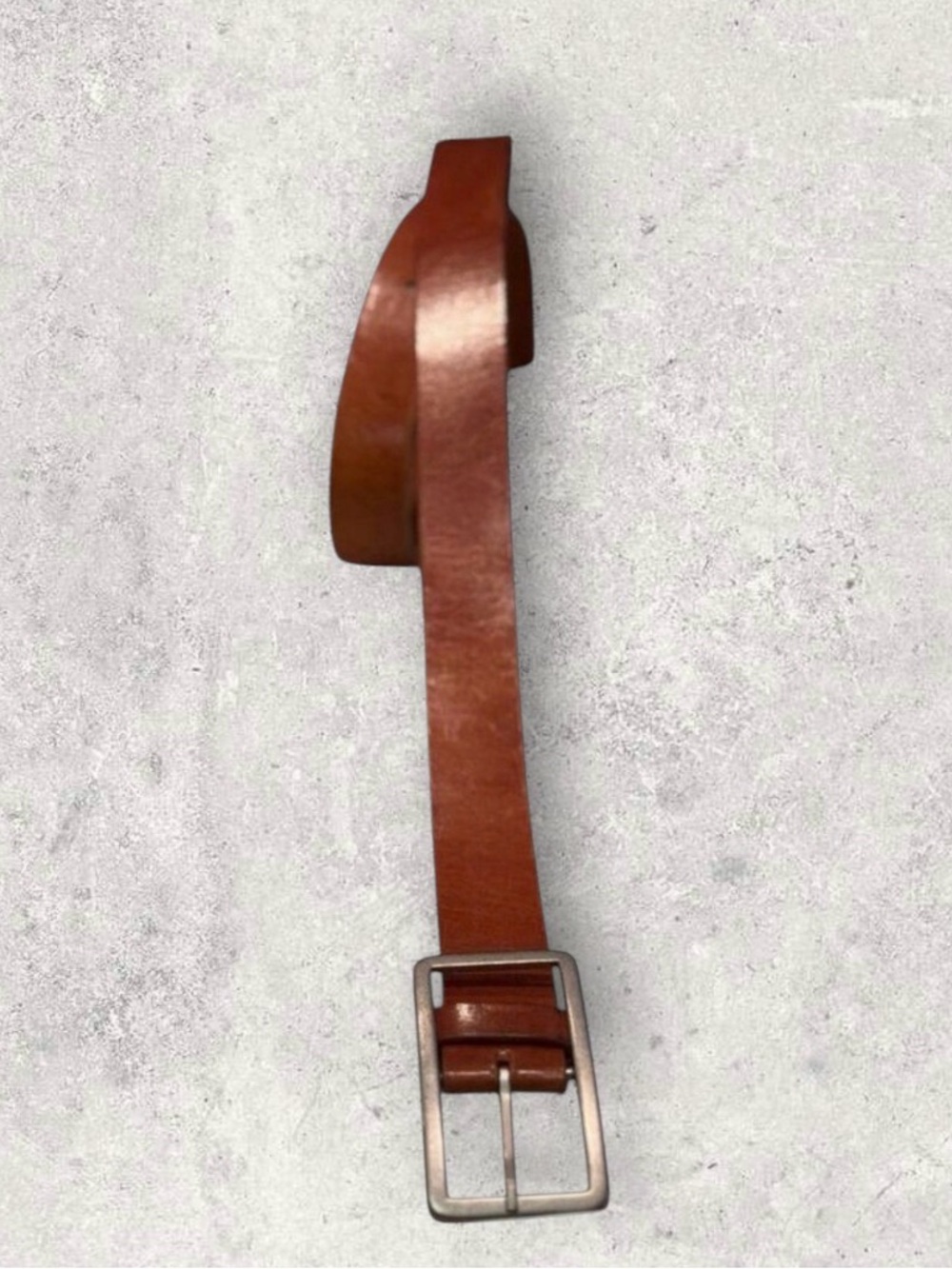 Women's Tan Faux Leather Belt Silver Buckle 48"